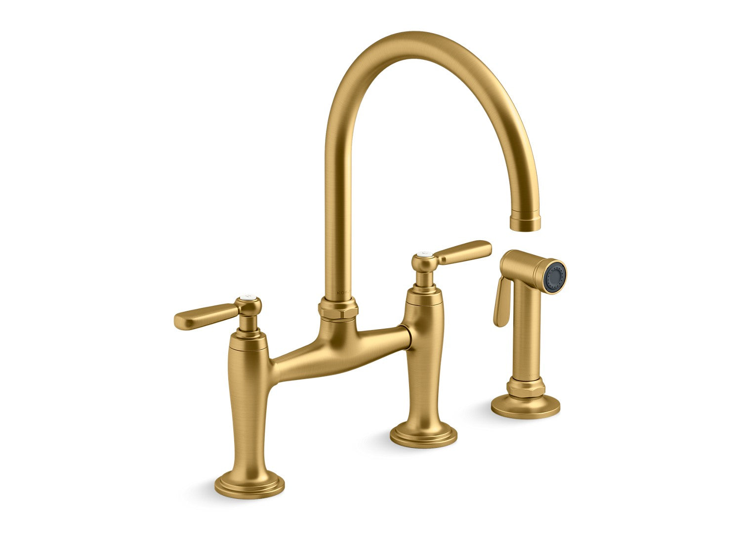 Kohler Edalyn by Studio McGee — Mezcladora de Cocina tipo Puente con Rociador Lateral — Latón Moderno Cepillado Vibrant