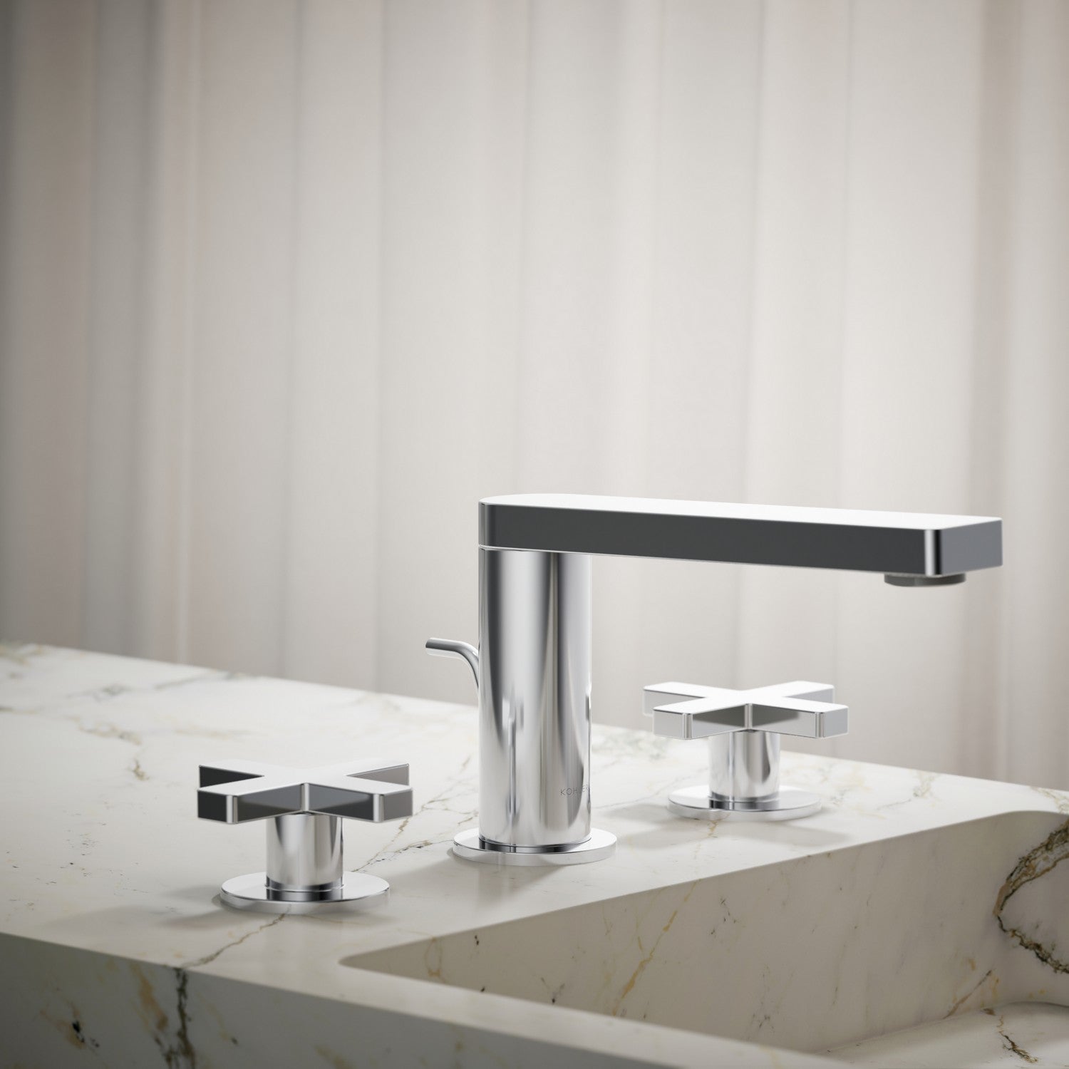 Kohler Composed — Llave de Lavabo Widespread (3 Orificios) con Manijas de Cruz — Ambientación 1