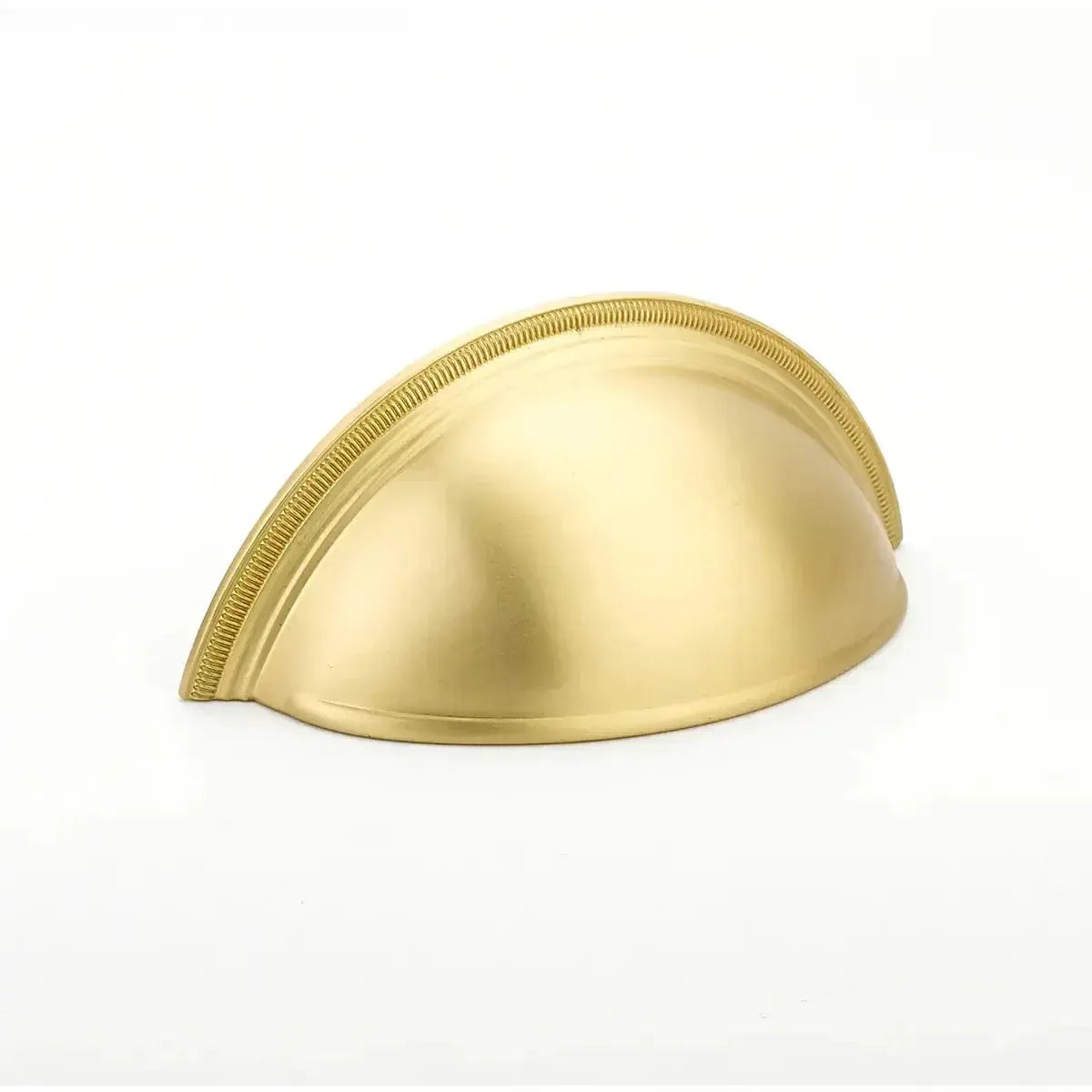 Schaub Jaladera Atherton Cup Plain Edges Moleteada, 3" cc — Latón Satinado