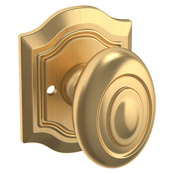 Baldwin Hardware Perilla 5077 Bethpage con Roseta R027 — Latón satinado Lifetime — Privacidad