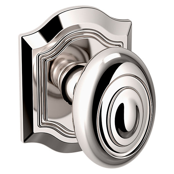 Baldwin Hardware Perilla 5077 Bethpage con Roseta R027 — Níquel pulido Lifetime — Paso