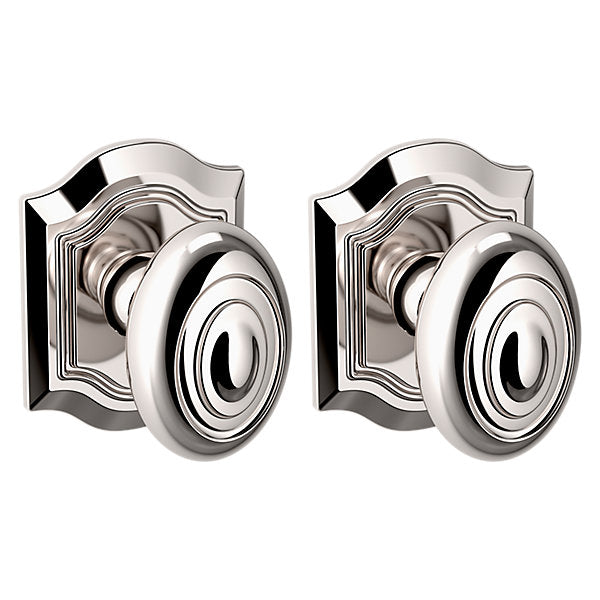 Baldwin Hardware Perilla 5077 Bethpage con Roseta R027 — Níquel pulido Lifetime — Dummy completo