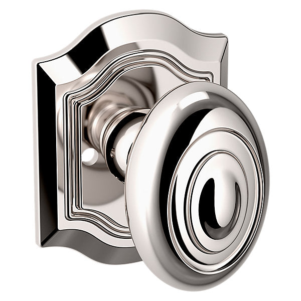 Baldwin Hardware Perilla 5077 Bethpage con Roseta R027 — Níquel pulido Lifetime — Privacidad