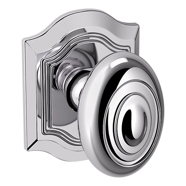 Baldwin Hardware Perilla 5077 Bethpage con Roseta R027 — Cromo pulido — Paso
