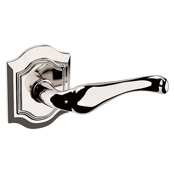 Baldwin Hardware Manija 5447V con Roseta R027 — Níquel pulido Lifetime — Dummy completo
