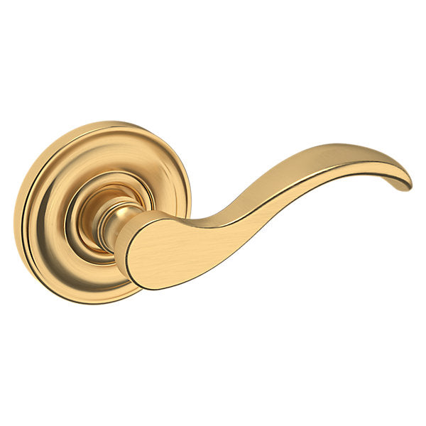 Baldwin Hardware Manija 5455V con Roseta 5048 — Latón satinado Lifetime — Paso