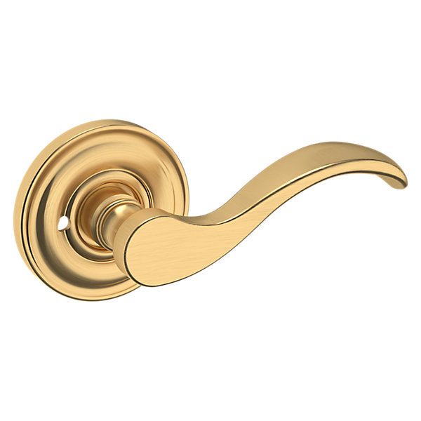 Baldwin Hardware Manija 5455V con Roseta 5048 — Latón satinado Lifetime — Privacidad