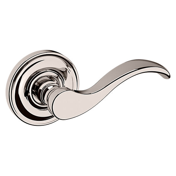 Baldwin Hardware Manija 5455V con Roseta 5048 — Níquel pulido Lifetime — Privacidad