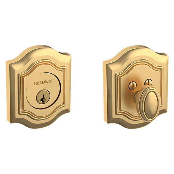 Baldwin Hardware Cerrojo 8237 Bethpage Ajustable Deadbo — Latón satinado Lifetime