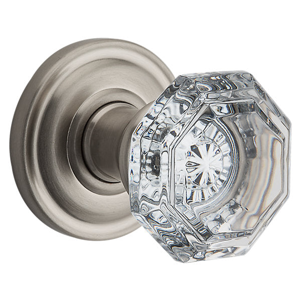 Baldwin Hardware Reserve Perilla Crystal — Níquel satinado — Traditional Round — Paso