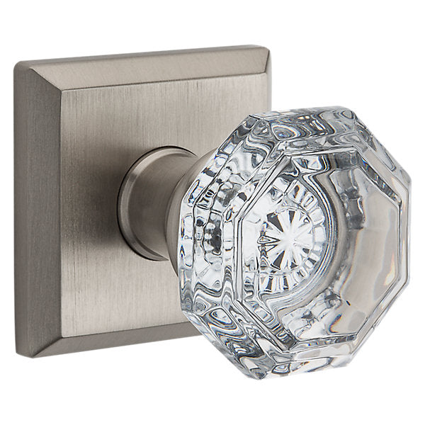 Baldwin Hardware Reserve Perilla Crystal — Níquel satinado — Traditional Square — Paso