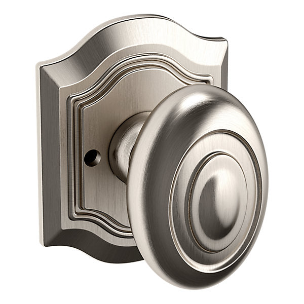 Baldwin Hardware Perilla 5077 Bethpage con Roseta R027 — Níquel satinado Lifetime — Privacidad