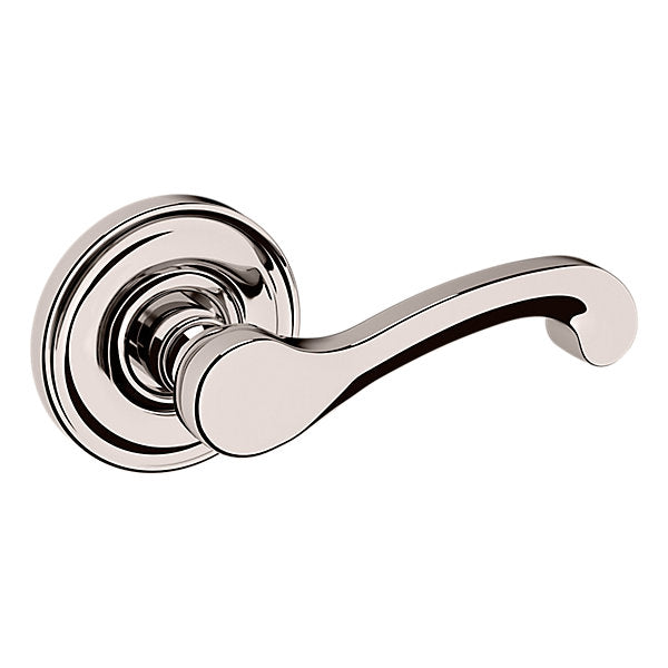 Baldwin Hardware Manija 5445V con Roseta 5048 — Níquel pulido Lifetime — Dummy completo