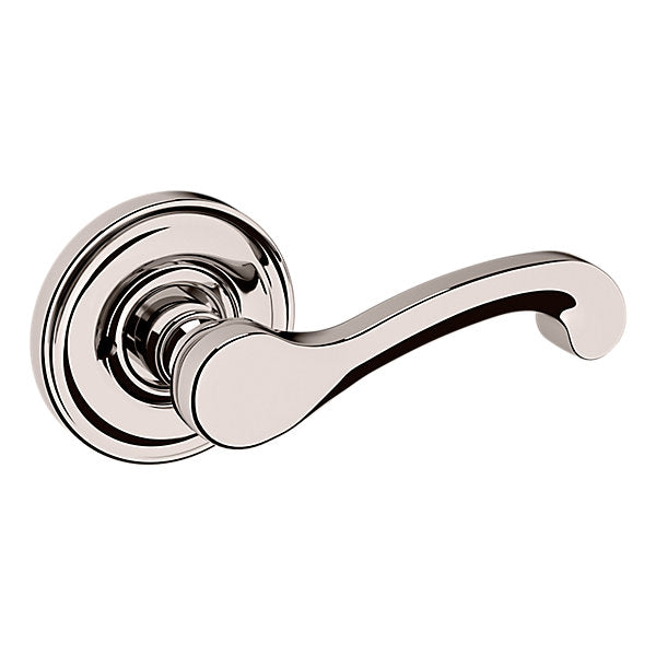 Baldwin Hardware Manija 5445V con Roseta 5048 — Níquel pulido Lifetime — Privacidad
