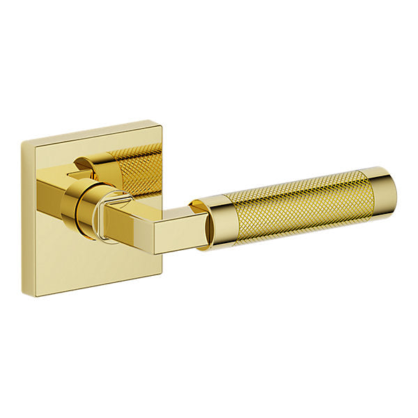 Baldwin Hardware Manija L030 Knurled Gramercy con Roseta R017 — Latón pulido Lifetime (PVD) — Paso