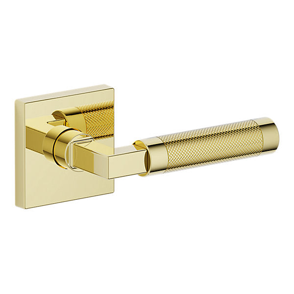 Baldwin Hardware Manija L030 Knurled Gramercy con Roseta R017 — Latón sin laca — Paso