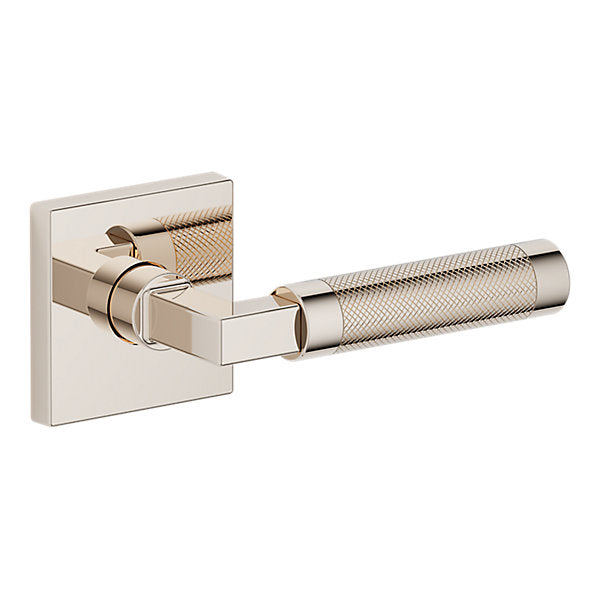 Baldwin Hardware Manija L030 Knurled Gramercy con Roseta R017 — Níquel pulido Lifetime — Paso