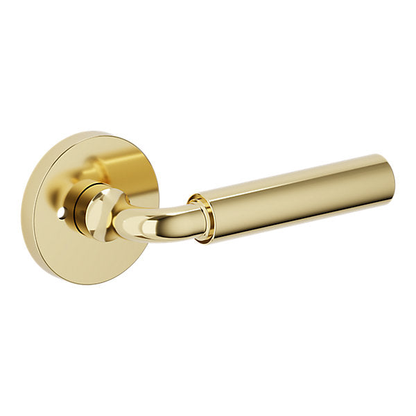 Baldwin Hardware Manija L031 Curved Gramercy con Roseta 5046 — Latón pulido Lifetime (PVD) — Privacidad