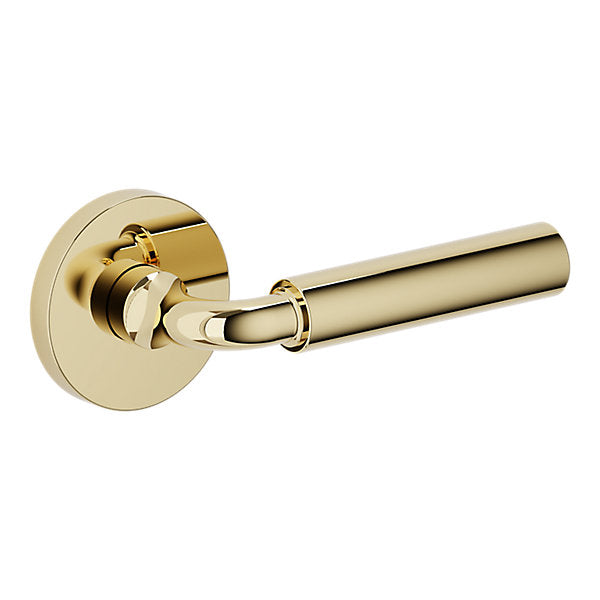 Baldwin Hardware Manija L031 Curved Gramercy con Roseta 5046 — Latón sin laca — Paso