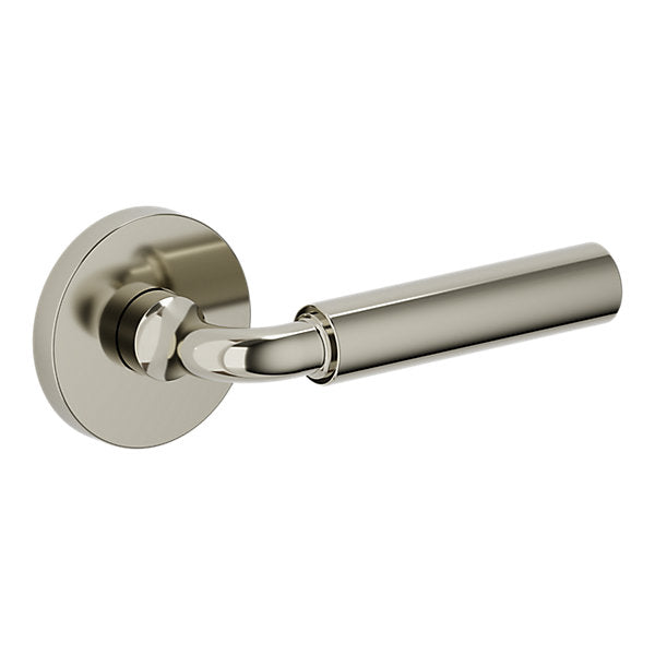 Baldwin Hardware Manija L031 Curved Gramercy con Roseta 5046 — Níquel pulido Lifetime — Paso