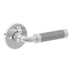 Baldwin Hardware Manija L032 Curved Knurled Gramercy con Roseta 5046 — Cromo pulido — Privacidad