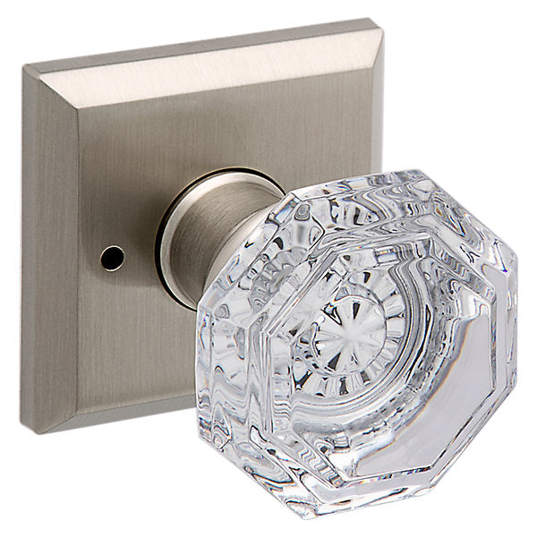 Baldwin Hardware Reserve Perilla Crystal — Níquel satinado — Traditional Square — Privacidad