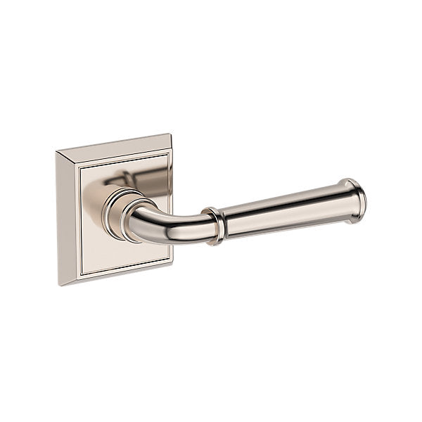 Baldwin Hardware Reserve Manija Dunsmoor — Níquel pulido Lifetime — Chamfered Square — Paso