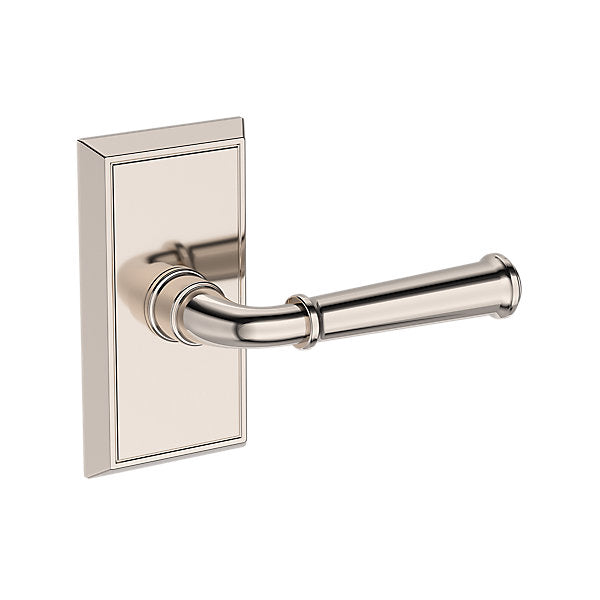 Baldwin Hardware Reserve Manija Dunsmoor — Níquel pulido Lifetime — Chamfered 5 — Paso