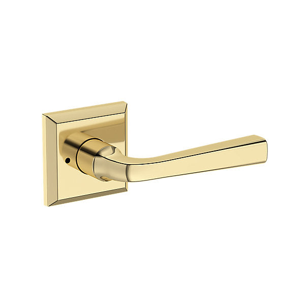 Baldwin Hardware Reserve Manija Kingvale — Latón sin laca — Traditional Square — Privacidad
