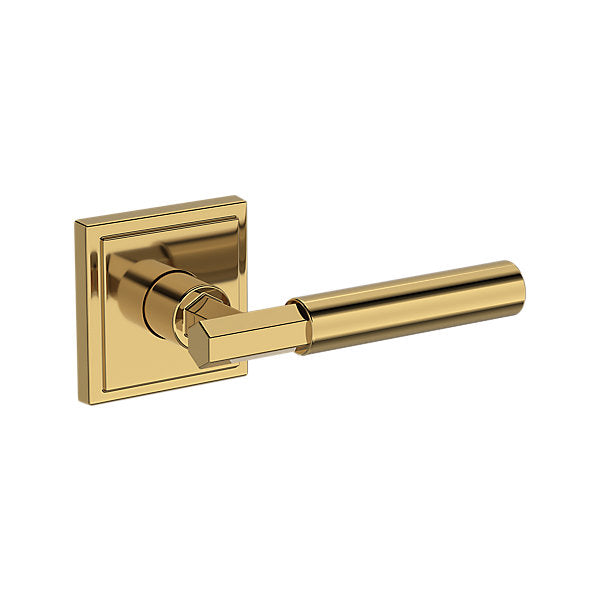 Baldwin Hardware Manija Reserve Riddling — Latón pulido Lifetime (PVD) — Stepped Square — Paso