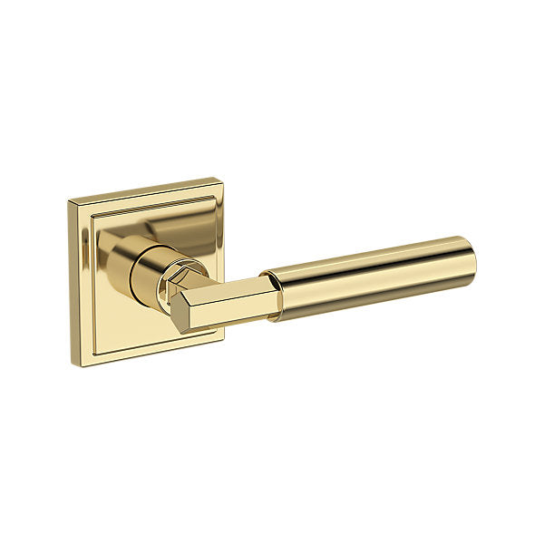 Baldwin Hardware Manija Reserve Riddling — Latón sin laca — Stepped Square — Paso