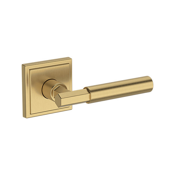 Baldwin Hardware Manija Reserve Riddling — Latón satinado Lifetime — Stepped Square — Paso