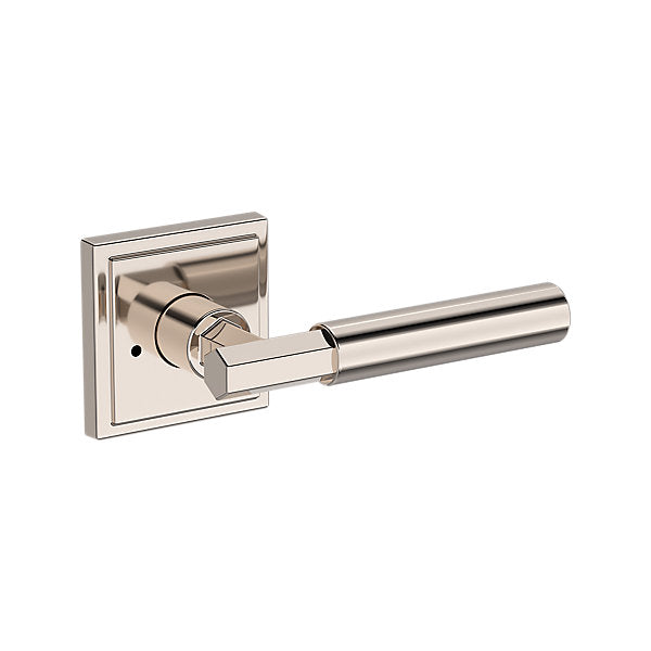 Baldwin Hardware Manija Reserve Riddling — Níquel pulido Lifetime — Stepped Square — Privacidad