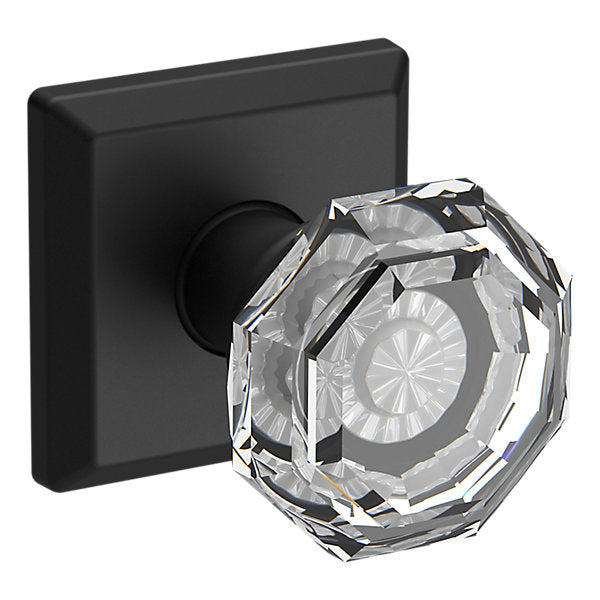 Baldwin Hardware Reserve Perilla Crystal — Negro satinado — Traditional Square — Dummy completo