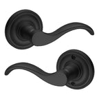 Baldwin Hardware Reserve Manija Curve — Negro satinado — Traditional Round — Dummy completo