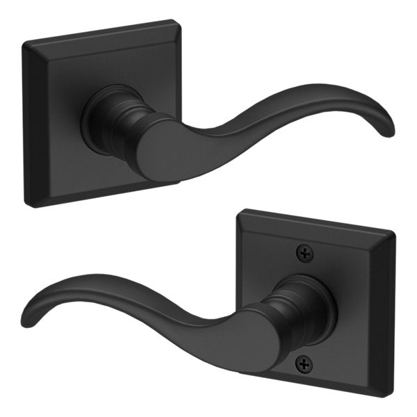 Baldwin Hardware Reserve Manija Curve — Negro satinado — Traditional Square — Dummy completo