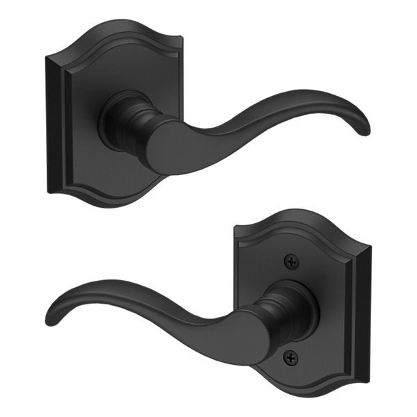 Baldwin Hardware Reserve Manija Curve — Negro satinado — Traditional Arch — Paso