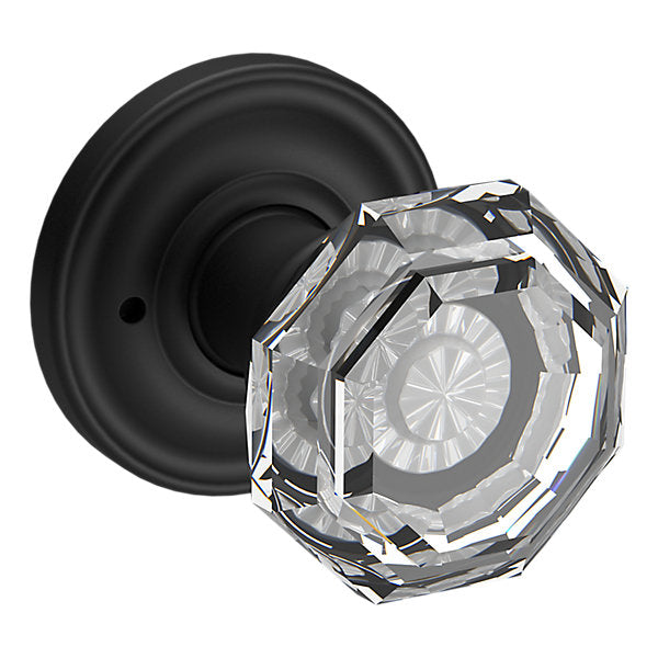Baldwin Hardware Reserve Perilla Crystal — Negro satinado — Traditional Round — Privacidad