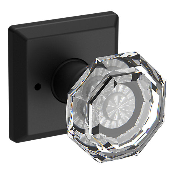 Baldwin Hardware Reserve Perilla Crystal — Negro satinado — Traditional Square — Privacidad