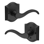 Baldwin Hardware Reserve Manija Curve — Negro satinado — Traditional Arch — Privacidad