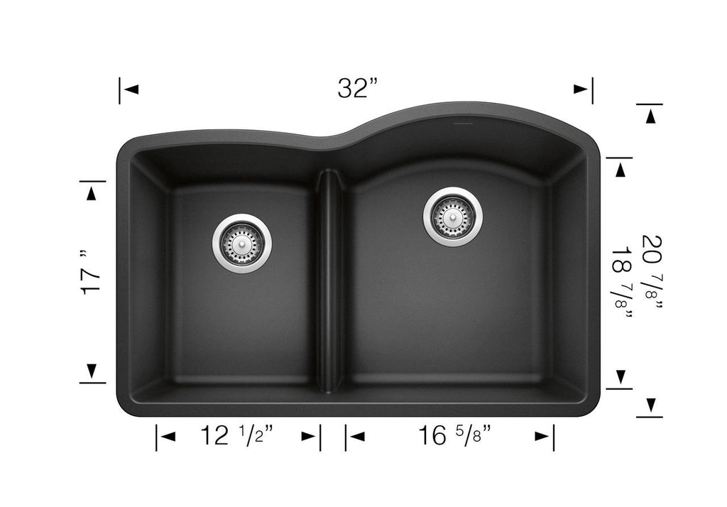 Blanco Diamond 1-3/4 Low Divide Reverse — Tarja de Silgranit