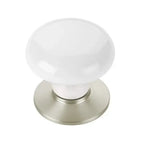 Emtek Perilla de Gabinete Ice de Porcelana, 1-3/8" — Níquel Satinado