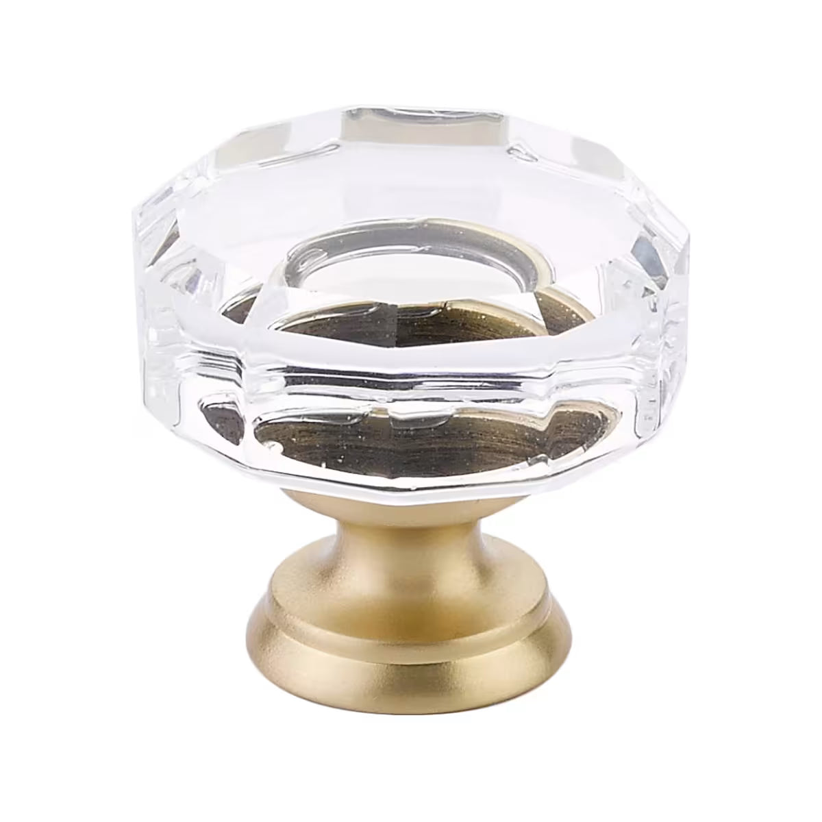 Emtek Perilla Lowell de Vidrio, 1-3/8" — Latón Satinado