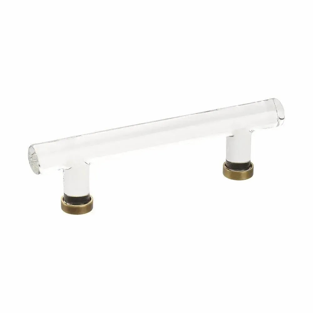 Emtek Jaladera de Barra Moderna de Vidrio, 4" cc — Latón Francés Antiguo