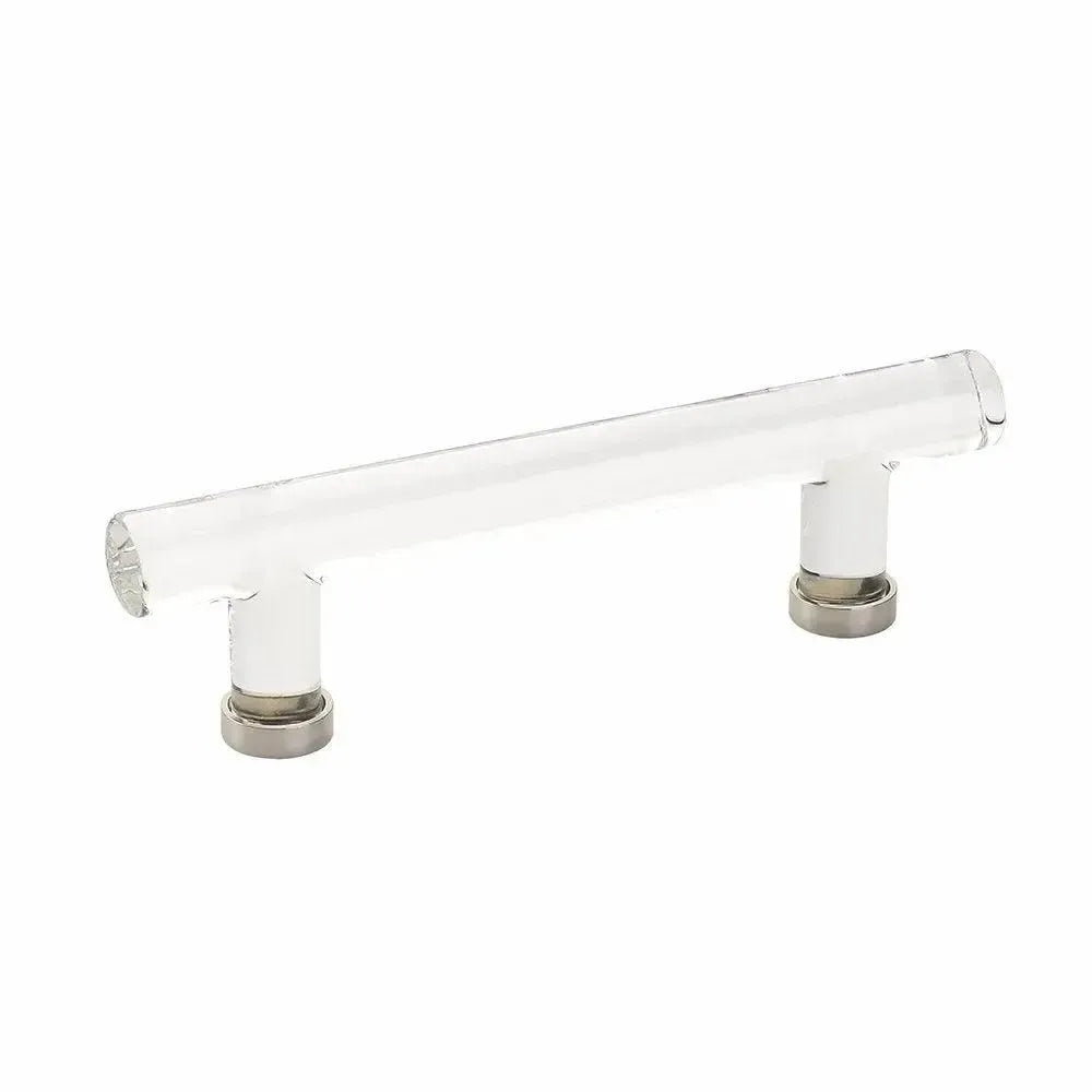 Emtek Jaladera de Barra Moderna de Vidrio, 4" cc — Níquel Pulido