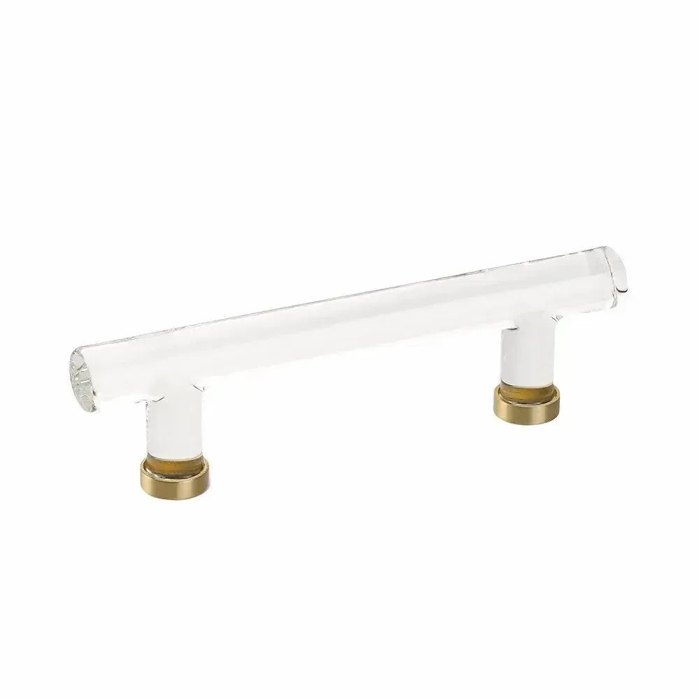 Emtek Jaladera de Barra Moderna de Vidrio, 4" cc — Latón Satinado
