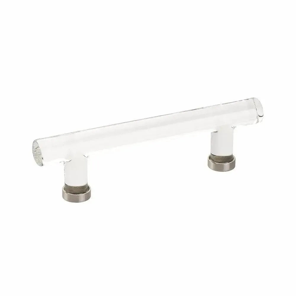 Emtek Jaladera de Barra Moderna de Vidrio, 4" cc — Níquel Satinado