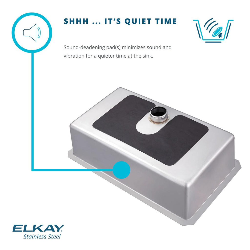Elkay Tarja Crosstown® Calibre 18 Acero Inoxidable 25-1/2" x 18-1/2" x 9" de Un Tazón Bajo Cubierta (Kit con Llave y Drenaje) — ambiente de cocina