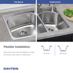 Elkay Tarja Dayton® Acero Inoxidable 27" x 22" x 8" de Un Tazón de Doble Montaje — ambiente de cocina