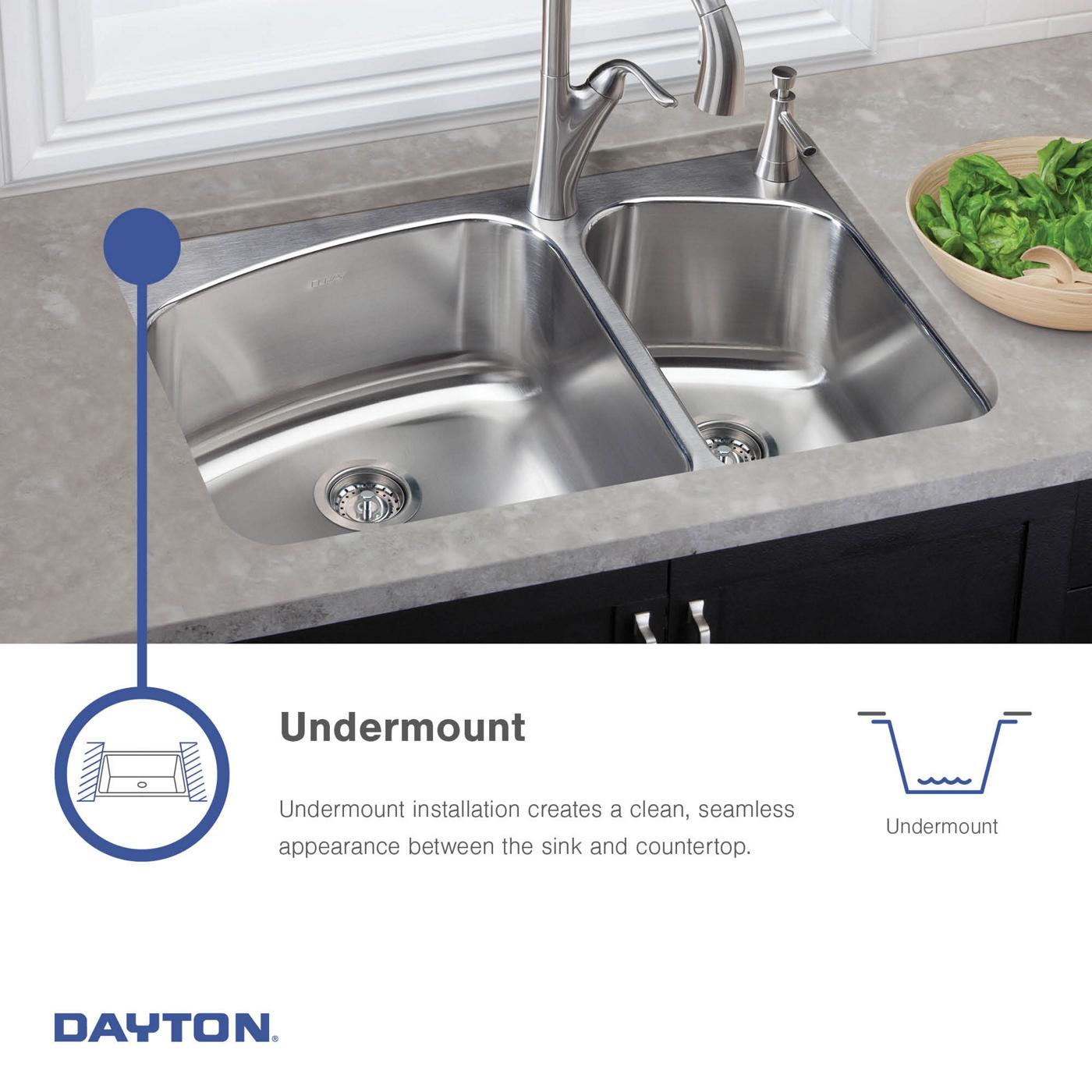 Elkay Tarja Dayton® Acero Inoxidable 14-1/2" x 12-1/2" x 6-1/2" de Un Tazón de Bar Bajo Cubierta — ambiente de cocina